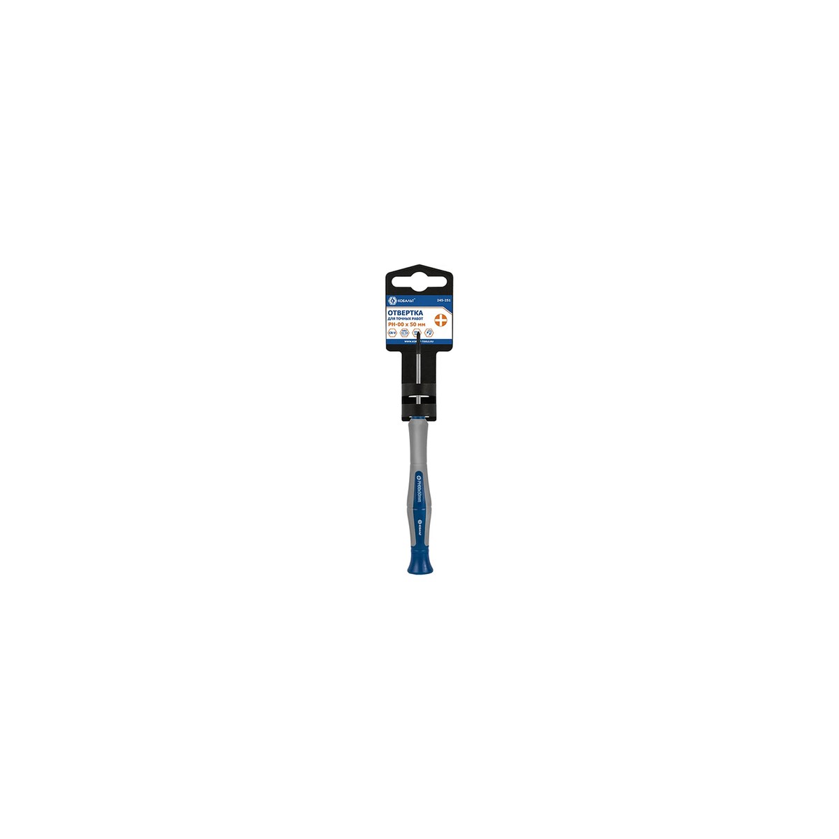Отвёртка для точных работ Кобальт Ultra Grip PH 00x50мм CR-V, двухкомп. рукоятка (1шт), подвес